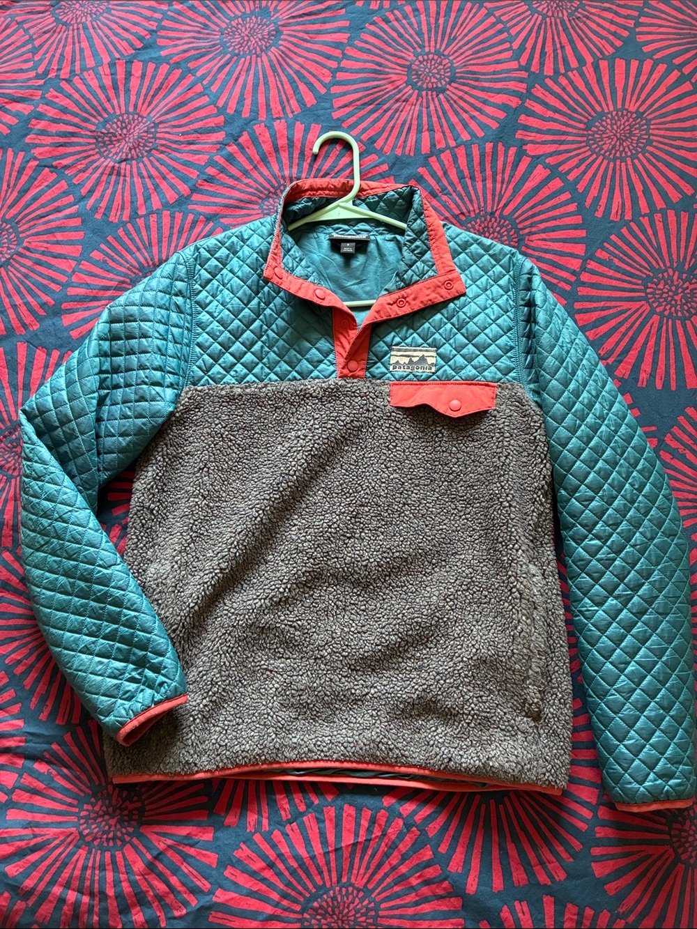 Patagonia Teal Quilted & Fleece Pullover